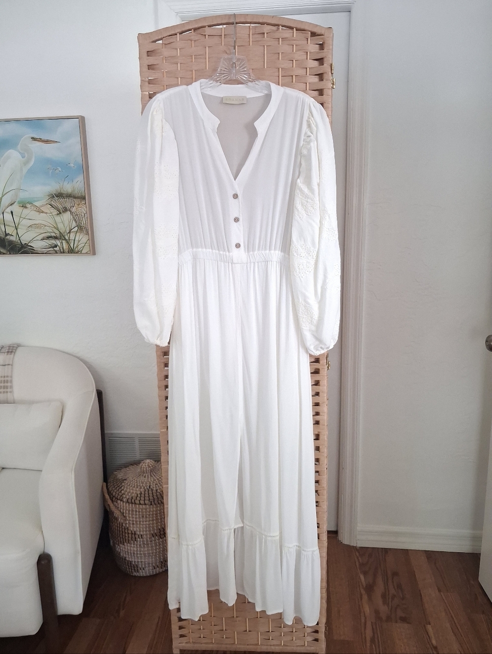 🤍REVOLVE BOAMAR Carlotta Made In Colombia White Eyelet Split Maxi Dress S/M🤍 - Picture 2 of 8